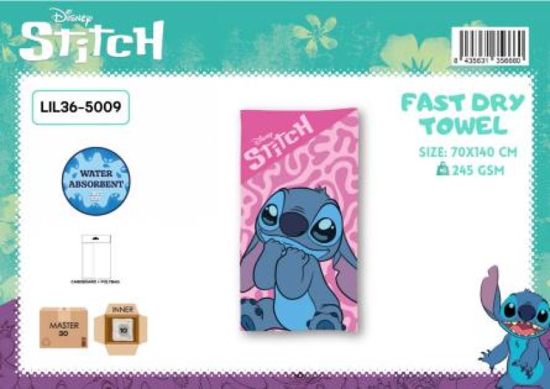 LILO AND STITCH PINK DISNEY TOWEL FAST DRY
