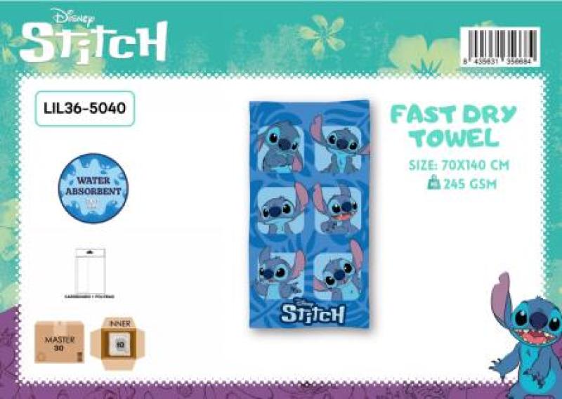 LILO AND STITCH BLUE DISNEY TOWEL FAST DRY