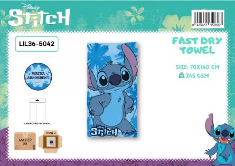 LILO AND STITCH BLUE DISNEY TOWEL FAST DRY