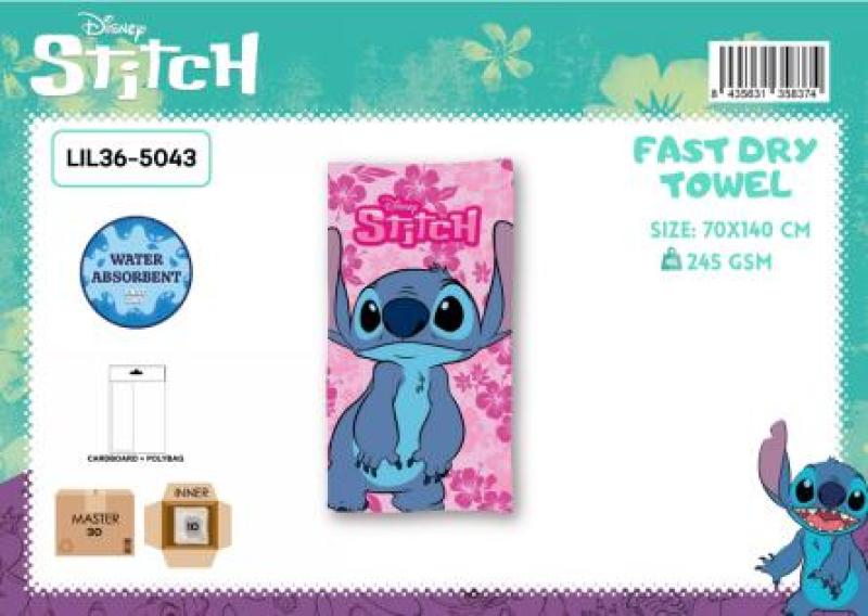 LILO AND STITCH PINK DISNEY TOWEL FAST DRY