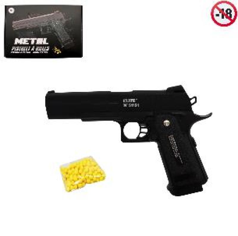 ARME PISTOLET+18 BILLES METAL 23CM