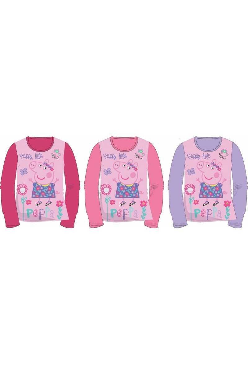 Tee-shirt manches Longues 100% coton Peppa Pig en rose